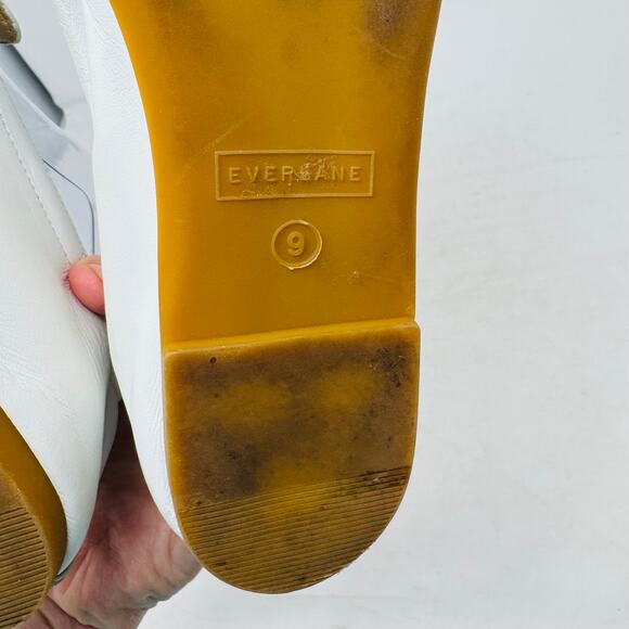 Everlane White Leather Loafers Women’s Size 9 Slip-On Flats Minimalist Preppy - Picture 11 of 13